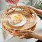 Hot Sale Natural Handwoven Basket for Breakfast, Round Boho Serving Tray for Table Wholesale