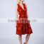 sleeveless red plunging kitenge short dress designs ethnic print african clothing