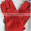 14" RED LONG COW LEATHER WORKING GLOVE /SAFETY LEATHER GLOVE CE PASSED