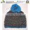 high quality 100% acrylic beanie jacquard knitted winter hat with big pom pom
