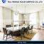 High end heavy-duty long narrow marble top restaurant dining table seats 12