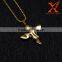 Hip Hop Sterling Stainless Steel 316L Mini Stardust Angel Lab Pendant Yellow Gold Finish
