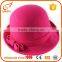 Top selling woman round felt hat pink 100% wool fedora hat with bow                        
                                                                                Supplier's Choice