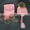 Fashion Customized Warm Winter Scarf with Raccoon Fur Pom Pom Knit Crochet Scarf