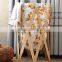 High quality round home foldable laundry storage basket with wood