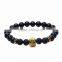 24k Gold Plated Helmet Spartan Warrior Custom Charm Beaded Bracelet for Men