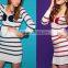 Women's Stripe Styling Front Bow Tie Long Sleeve Knit Dress Suit for Spring L1349