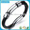 Best Selling Hot Chinese Products Men Genuine Leather Stainless Steel Bracelet