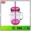 BPA Free 20 ounce plastic mason jar with handle for beverage