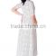 Summer print chiffon white wrap maternity dress, long maternity clothes, half sleeve maternity clothing