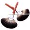 Eco friendly top grade copper raccoon hair fan brush disposable makeup powder with wood handle