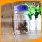 300ml PET Clear Plastic Medicinal Herbs Bottle With Blue Screw Lids