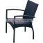 Outdoor Black Rattan Chairs and Table with Glass L80701