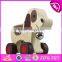 New items toddlers mini wooden cow toy car best sale cartoon wooden cow toy car W04A034