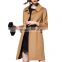 Korean Designs Women Autumn Winter Wool Coat Luxury Elegant Ladies Double Breasted Slim Wool Trench Woman Medium Long Overcoat