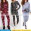 2014 women long sleeve casual running sport Full Leopard and Camouflage Print Black Trim 2 Piece Lounge Tracksuit