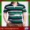 Custom 100% Cotton Dark Green Stripe Polo Neck Short Sleeve With 1/4 Collar Open