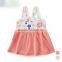 european kids dress fashion style flower printed short sleeve cotton baby girls dress