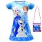 2020 Summer Child Fashion Elsa Short sleeve Party Anna clothe shoulder bag kid Princess Party Cute elsa Dress Casual Girls Dress
