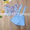 Infant Toddler Girl Clothes Off Shoulder Floral Tops & blue Suspender Shorts Outfits Sets Vetement Enfant Fille