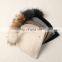 Inner Mongolian 100% Cashmere Hat Women Beanie with Fur Ball Pom