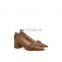 Women beautiful brown color design new heel design with fancy ring style buckle pointed toe heels ladies sandals shoes