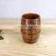 Popular environmental friendly restaurant custom logo barrel-shaped solid wood hot drink retro beer wooden mug