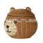 New Arrival Bear Head Rattan Storage Basket With Lid High Quality Decorative Bin Decor Hand Woven Shelf Organizer