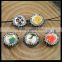 LFD-0049B Wholesale Ceramics Beads Round Mixed Color Flower Pattern Pave Rhinestone Crystal Paved Connector Beads Finding
