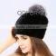 QD80619 Wholesale China White Mink Fur Hat With Silver Fox Fur Balls