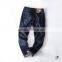 Europe jeans type streetwear men gender blue wash ripped patch skinny pants jeans denim trousers