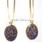 2015 trendy delicate hoop earrings, oval mineral druzy earrings, natural stone earrings