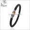 Black Braided Leather Bracelet with "Gay Pride" Stainless Steel Magnetic Rainbow Striped Closure