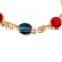 Elegant Linking Bracelet with red and blue Rhinestone Crystal with women gold bracelets 18k yellow
