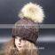 18 CM Big Raccoon Fur Pompom Woman Crochet Hats