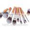 Hot Sell Synthetic Hair Eco-friendly 11PCS Bamboo Handle Makeup Brush Set With Linen Rope Pouch