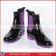 Galoshes Black PVC Waterproof Rain Boots, Women Ankle Flat Heel Shoes