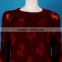 Womens' crew neck drop shoulder long sleeve pullover knitted sweater with burn out print