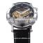top quality shenhua genuine leather mens transparent automatic self wind watch luxury wrist watch