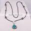 Waterdrop Amazon Pendant Jewelry Necklace, Pave Crystal Beads Hematite Druzy Necklace
