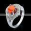 2016 high quality reasnable price orange color cubic zirconia ring in white gold plated jewelry to India snapdeal flipkart