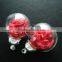 16mm round glass bottle dome with red flower vial pendant wish charm DIY jewelry supplies 1820266