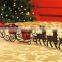 RH-4566 Christmas Reindeer Sleigh metal Candle Holder with 3 red glass Candle Holder