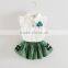 2017 Wholesale Baby girls clothes summer clothing set white sleeveless shirt and short