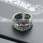 Adjustable Personalized Cool Punk Jewelry Pokerface Silver Red Diamond Fashion Men's Ring
