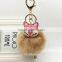 Fahsion Fox Head Faux Fur Keychain HandBag Rhinestone Pendant Charm Soft Car Key Ring 4 Colors fmq-11