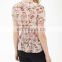 CHEFON Ruffled floral chiffon fashion blouses for young models summer