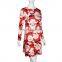 Christmas Evening Party Dress Long Sleeve Red Fashion Mini Christmas Dress