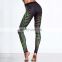 Line printed elastic stretch breathable fitness tight leggings for women