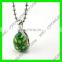 Natural stainless steel murano emerald green stone necklace pendant